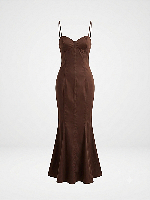 Vestido midi marrom Zen - tam G
