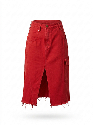 Saia jeans vermelha Oh Boy! - tam 36