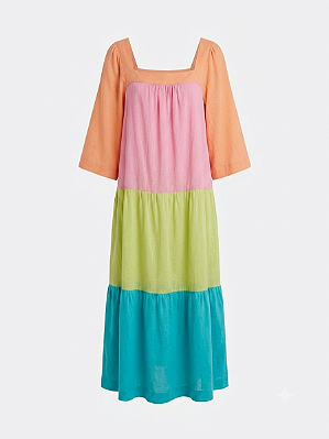 Vestido longo colorblock Cantão - tam M