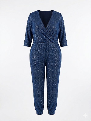 Macacão lurex azul Almaria - tam 52