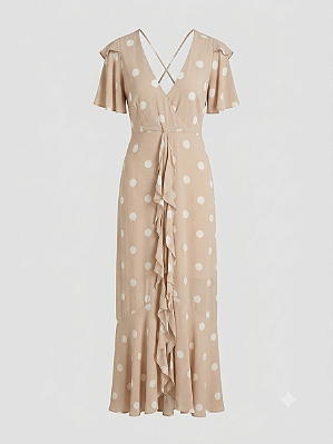 Vestido bege poá Maria Linda - tam 44