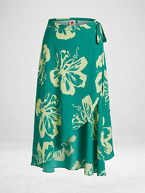 Saia transpassada verde floral - tam M