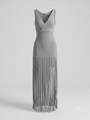 Vestido tricot cinza Raizz - tam G