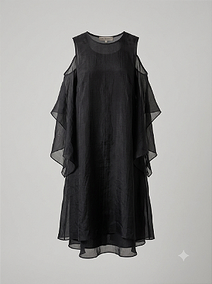 Vestido babados preto Anne fernandes - Tam P