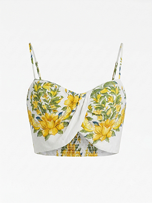 Top branco floral Farm - tam G