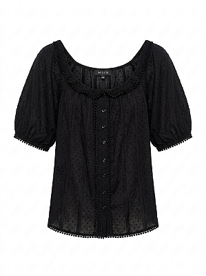 Blusa preta renda Mixed - tam G