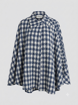 Maxi poncho xadrez Mixed - tam M
