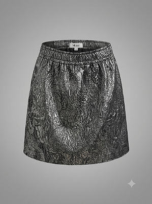 Saia jacquard prata Mixed - tam 42