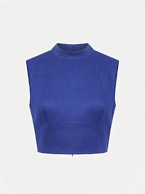 Blusa regata linho azul 613 - tam 38
