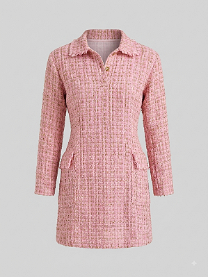 Vestido tweed rosa - tam P