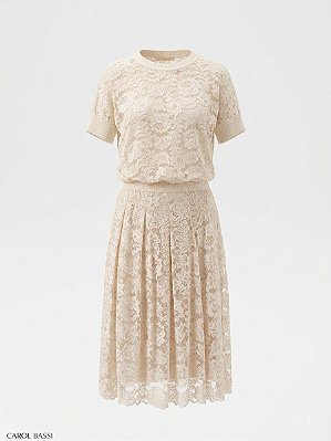 Conjunto renda creme Carol Bassi - tam 40