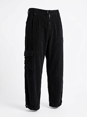 Calça cargo cotelê preta Pool - tam 48