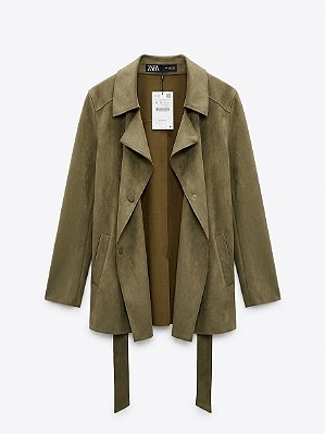 Jaqueta suede verde Zara - tam M