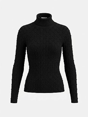 Blusa tricot gola alta preta Zara - tam M