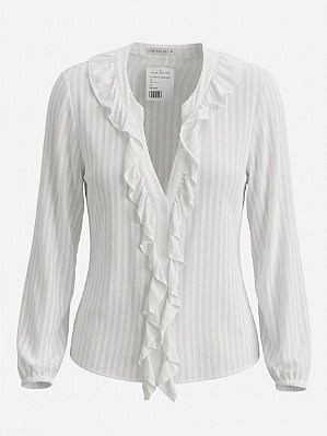 Camisa branca babados Costume - tam M