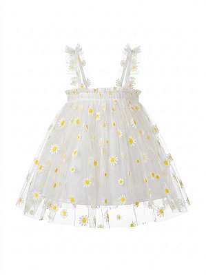 Vestido tule margaridas Cavigour - tam 3 meses