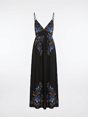 Vestido preto floral Farm - tam P
