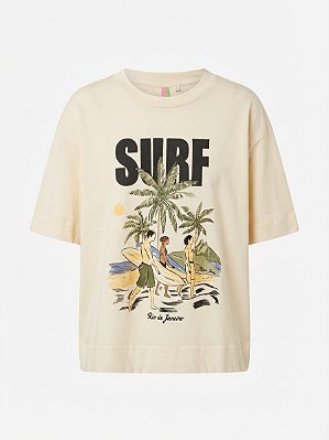 Camiseta bege surf Farm - tam M