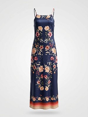 Vestido midi fundo azul Farm - tam P