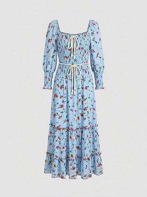 Vestido fundo azul cogumelo Sclub - tam G