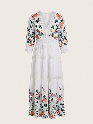 Vestido branco bordado Marie Mercié - tam GG