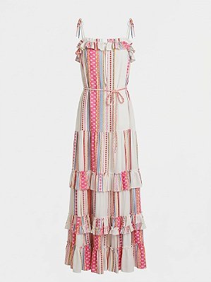 Vestido fundo branco estampado Carol Bassi - tam 42
