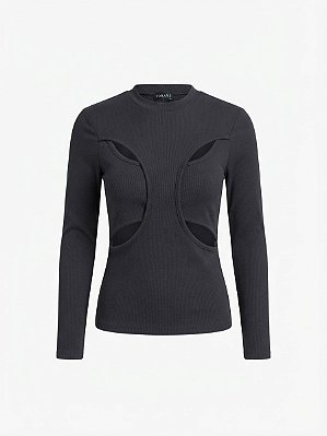 Blusa preta recortes Iorane - tam P