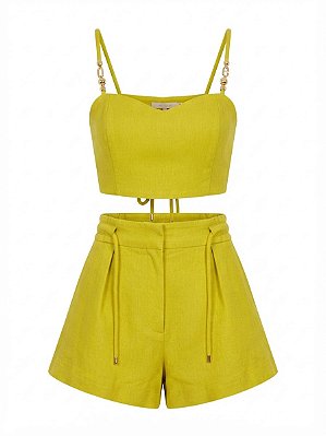 Conjunto top e shorts verde limão All's - tam PP