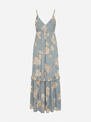 Vestido azul floral Maria Filó - tam M