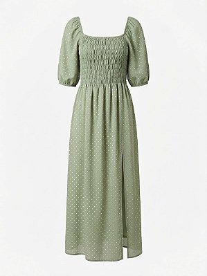 Vestido poá verde Tova - Tam P