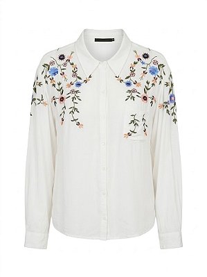 Camisa bordada floral Marileti - tam G