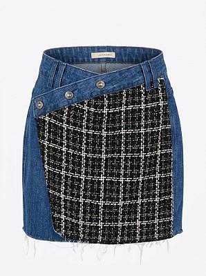 Saia jeans com tweed Andreza Chagas - tam 38