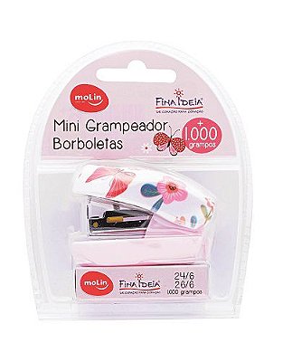Mini Grampeador C/ 1000 Grampos Borboletas - Molin