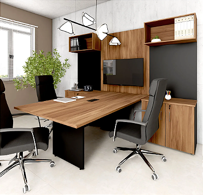 Mesa de Reunião Retangular com 1 caixa de tomadas Express Gebb Work