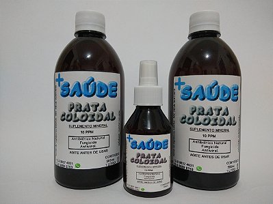 Kit 2 Prata Coloidal 10 Ppm 500 Ml + Frasco Spray 100ml