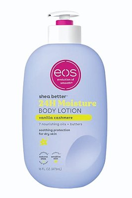 Loção Corporal EOS Shea Better Vanilla Cashmere, Hidratação 24 Horas, Leve e Não Oleosa, Manteiga de Karité Natural, Vegana, Loção Corporal de Baunilha, 473 ml 01 Unid