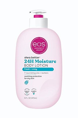 Loção Corporal EOS Shea Better, Fresca e Aconchegante, Hidratação 24 Horas, Leve e Não Oleosa, Manteiga de Karité Natural, Vegana, 473 ml 01 Unid