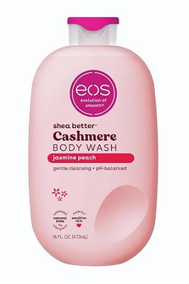Sabonete Líquido Corporal EOS Cashmere – Jasmim e Pêssego, Hidratante, Fórmula em Gel Cremoso, com Manteiga de Karité, Glicerina, Vitamina E, pH Balanceado, para Pele Sensível, Vegano, 473 ml
