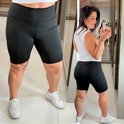 Bermuda Suplex Longa Preto Plus Size