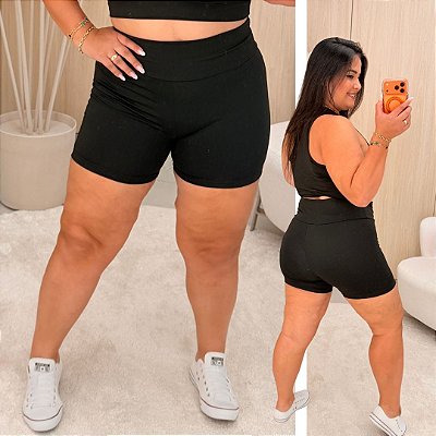 Short Suplex Curto Preto Plus Size