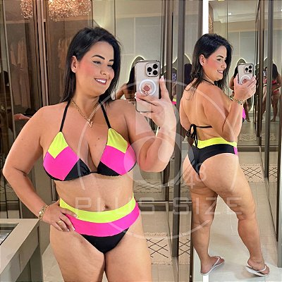 Biquíni Cortininha Neon Plus Size