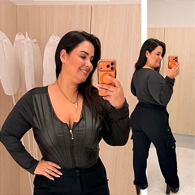 Body Corino Preto Plus Size