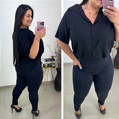 Camisa Mullet Preto Plus Size