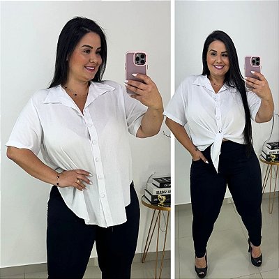 Camisa Mullet Branco Plus Size