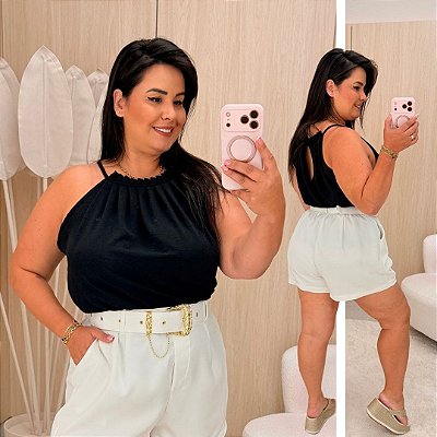 Blusa Gola Duna Preto Plus Size