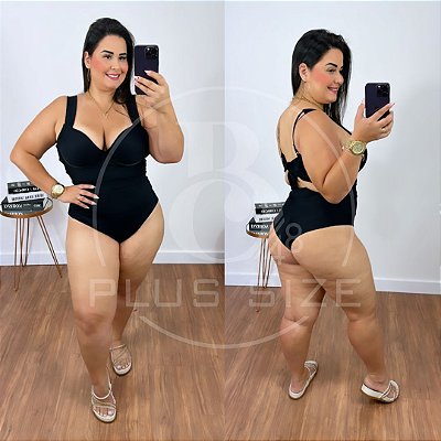 Maiô Glamour Preto Plus Size Praia