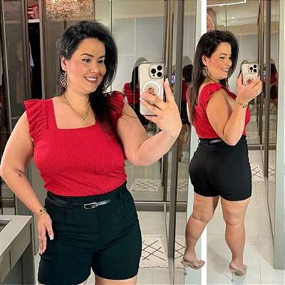 Regata Canelada Vermelho Plus Size