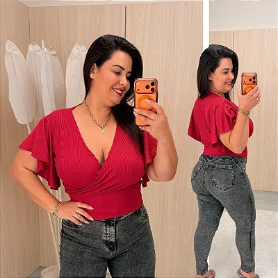 Cropped Canelado Aline Pink Plus Size