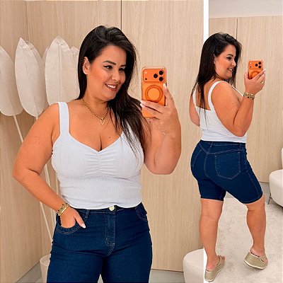Alcinha Canelada Branca Plus Size