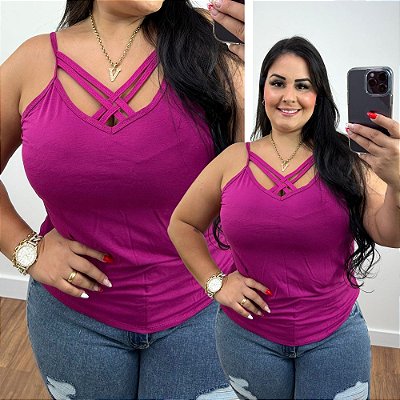 Alcinha Cruzada Fucsia Plus Size